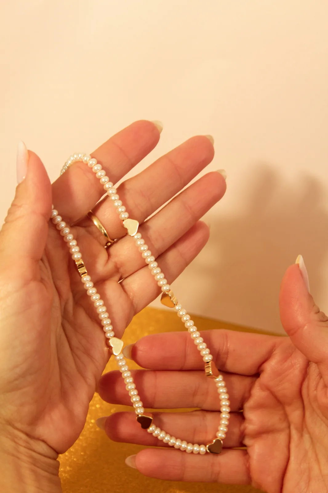 Choker de perlas con corazón