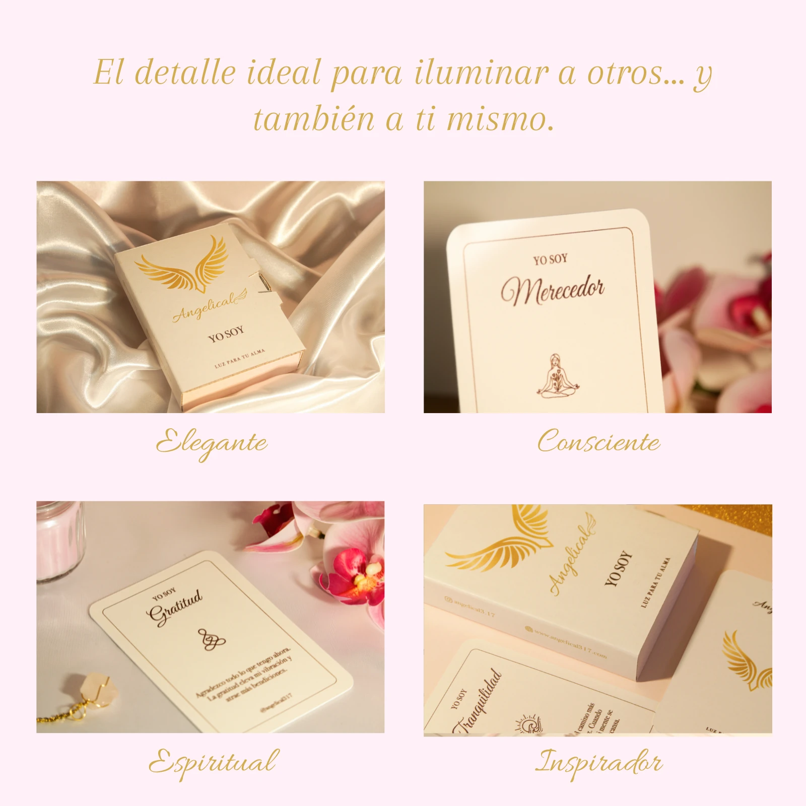 Caja y cartas Angelical YO SOY con diferentes afirmaciones