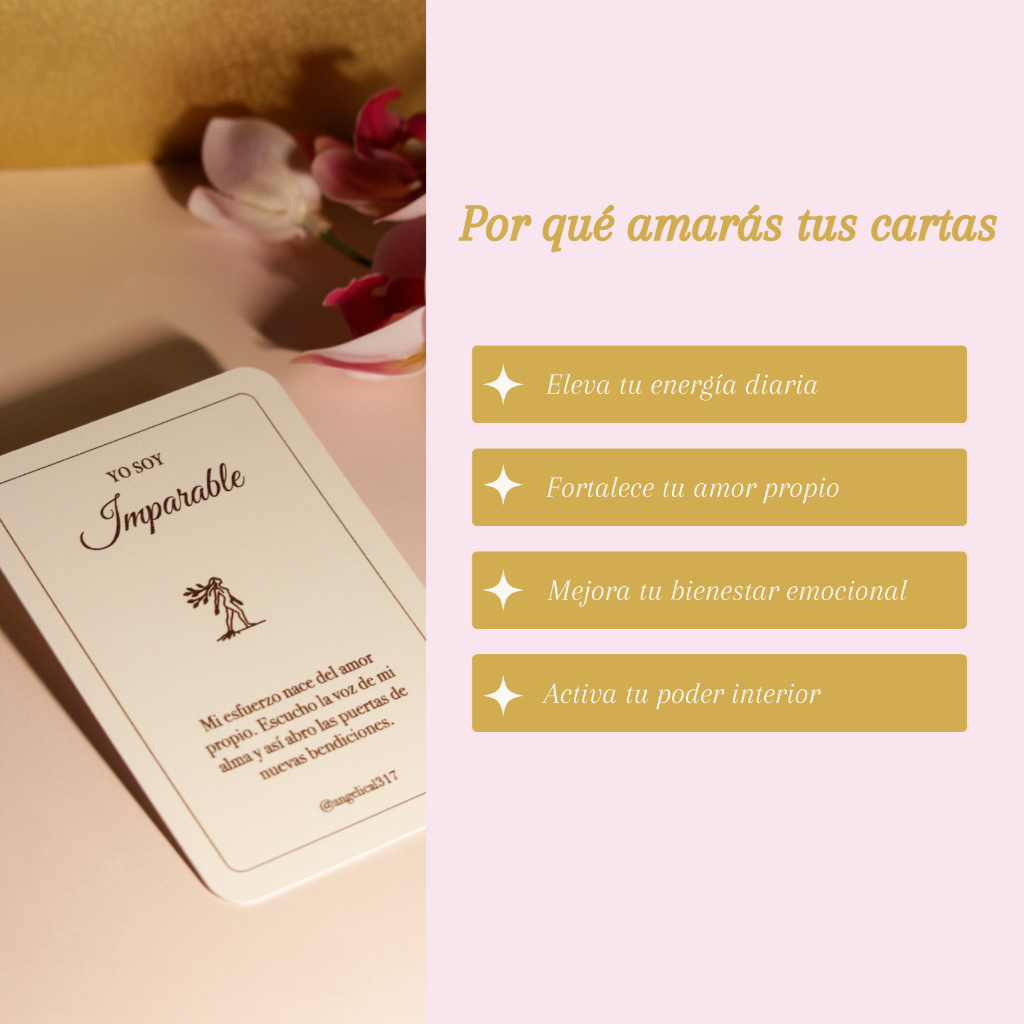 Beneficios cartas de afirmaciones YO SOY — amor propio y autoestima